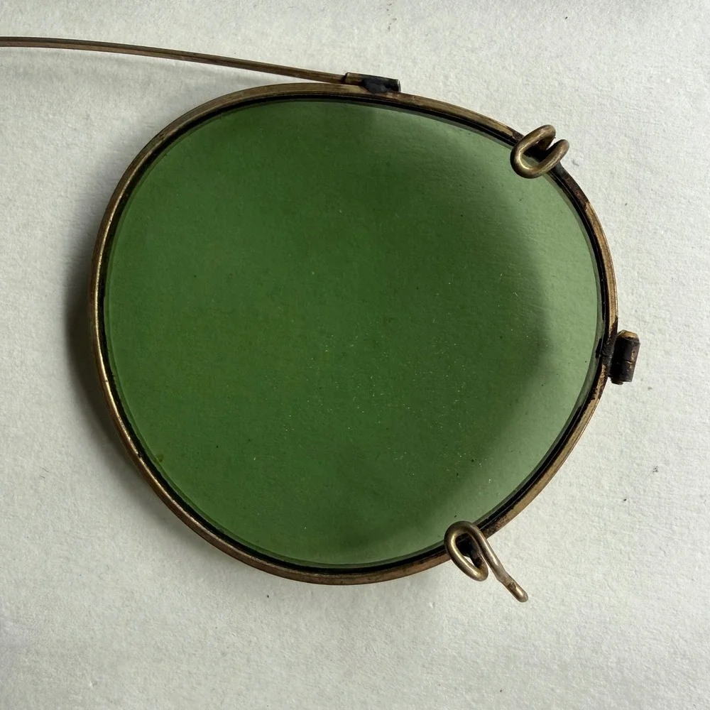 Unbranded Clip On Sunglasses Green Good Vintage Round Gold Filled ‎ Wire Frame
